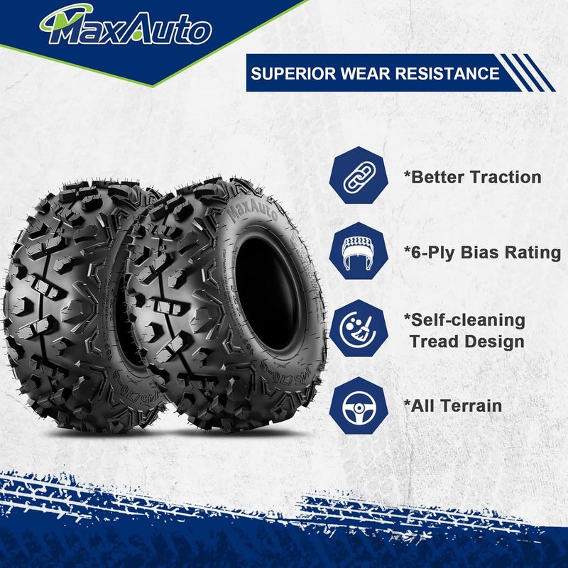MaxAuto 145/70-6 إطارات دراجة نارية صغيرة كواد كارت، 145-70-6 إطارات ATV بدون أنبوب، عبوة 2 - Image 5